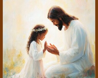 Jesus with Young Girl Art Print, Divine Guidance (Digital Download)