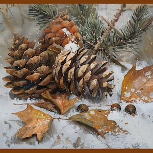 Rustic Pinecone Fall Decor Printable Pinecone Decor Painting Fall Pinecone Art Vintage Autumn Wall Art Autumn Decor Thanksgiving Decor