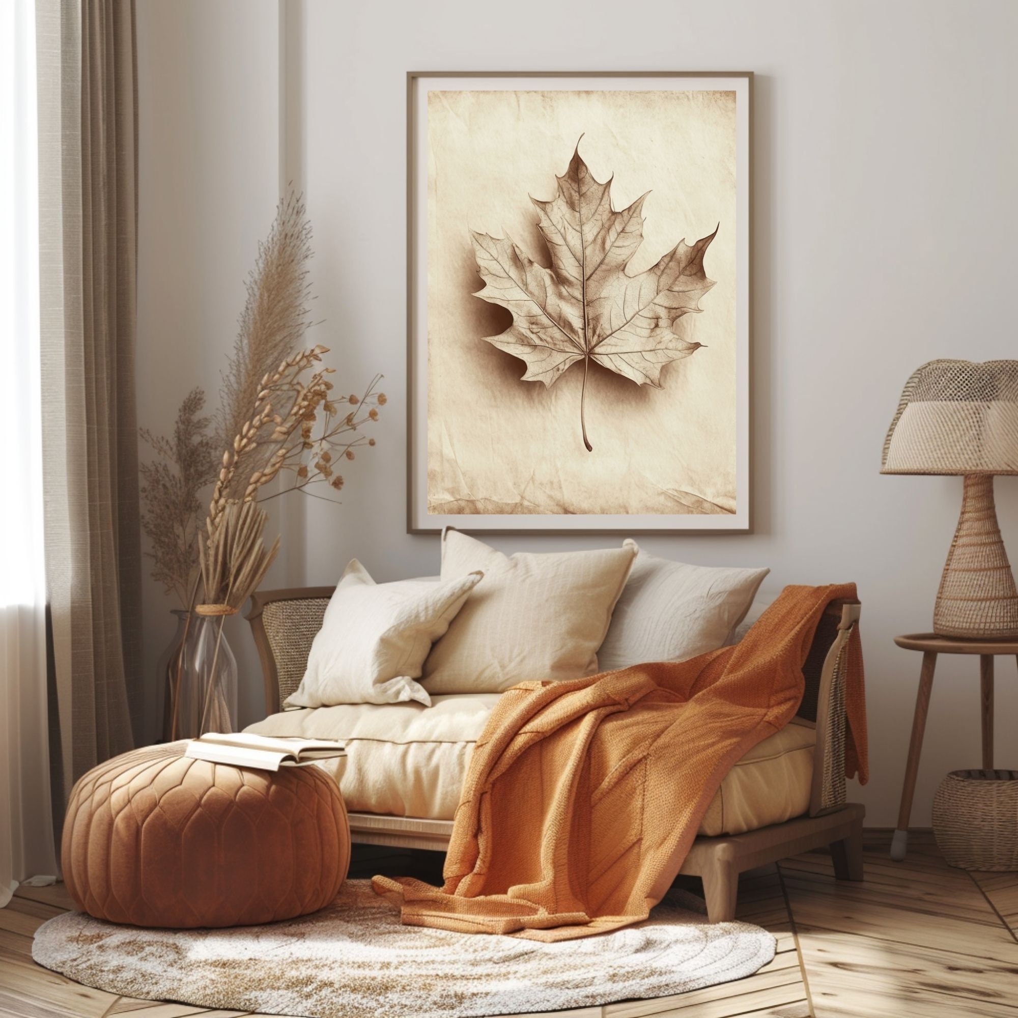 Vintage Sepia Maple Leaf Art Print (digital Download) - Etsy