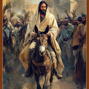 Christian Religious Wall Art | Jesus Entry into Jerusalem | Jesus Christ Decor | Catholic Wall Art | Holy Week Painting | Biblical Wall Art