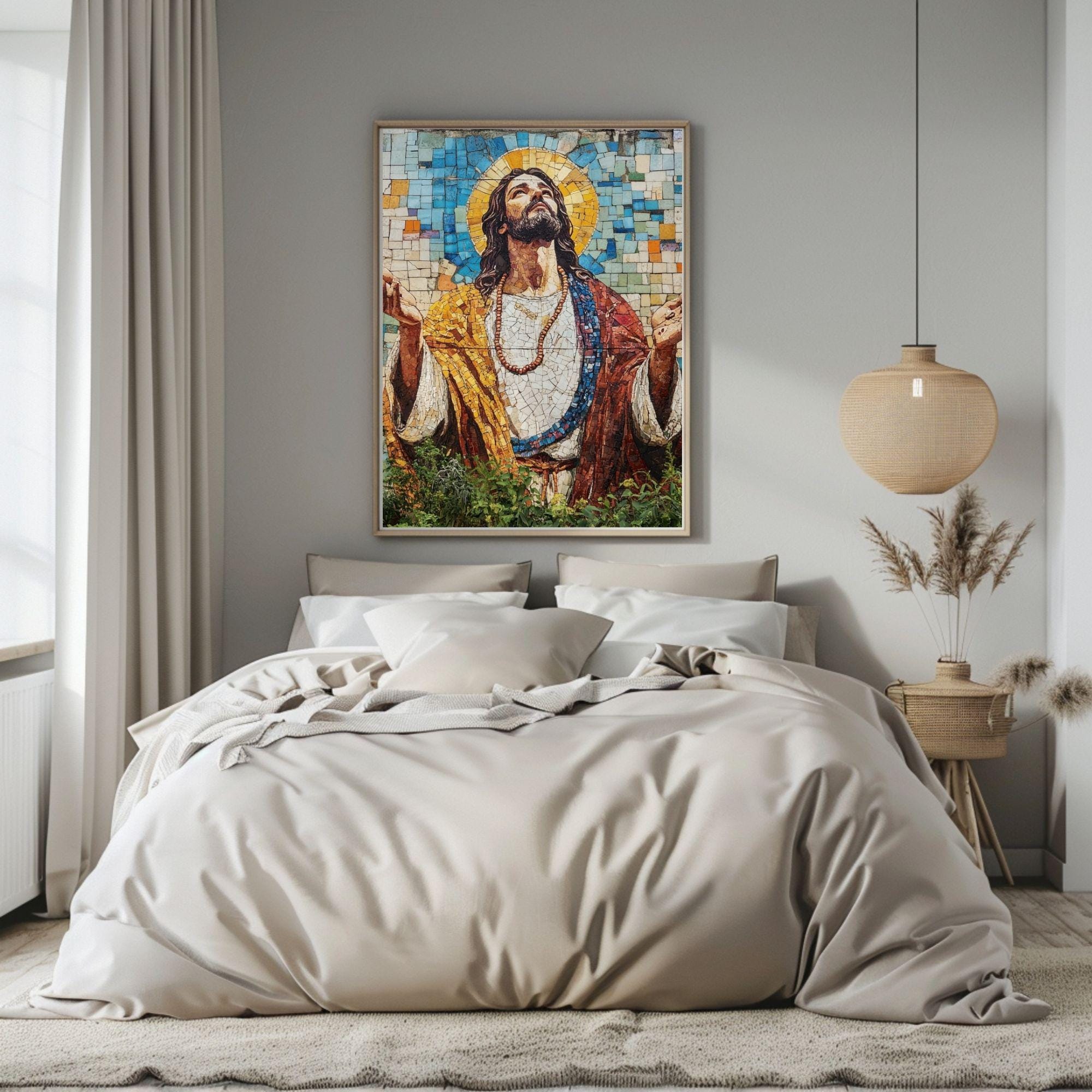 Christian Religious Wall Art | Jesus Mosaic Art Print | Vibrant ...