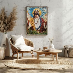 Christian Religious Wall Art | Jesus Mosaic Art Print | Vibrant ...