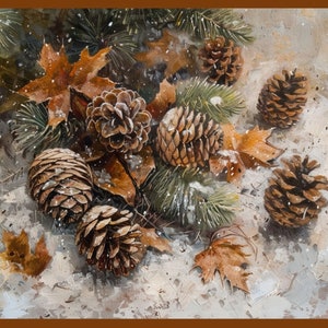 Rustic Pinecone Fall Decor Printable Pinecone Decor Painting Fall Pinecone Art Vintage Autumn Wall Art Autumn Decor Thanksgiving Decor