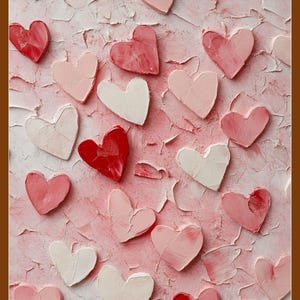 Valentines Wall Art | Valentines Day Red Pink Heart Print |  | Vintage Valentines Decor Romantic Wall Art | Valentines Day Gift For Her