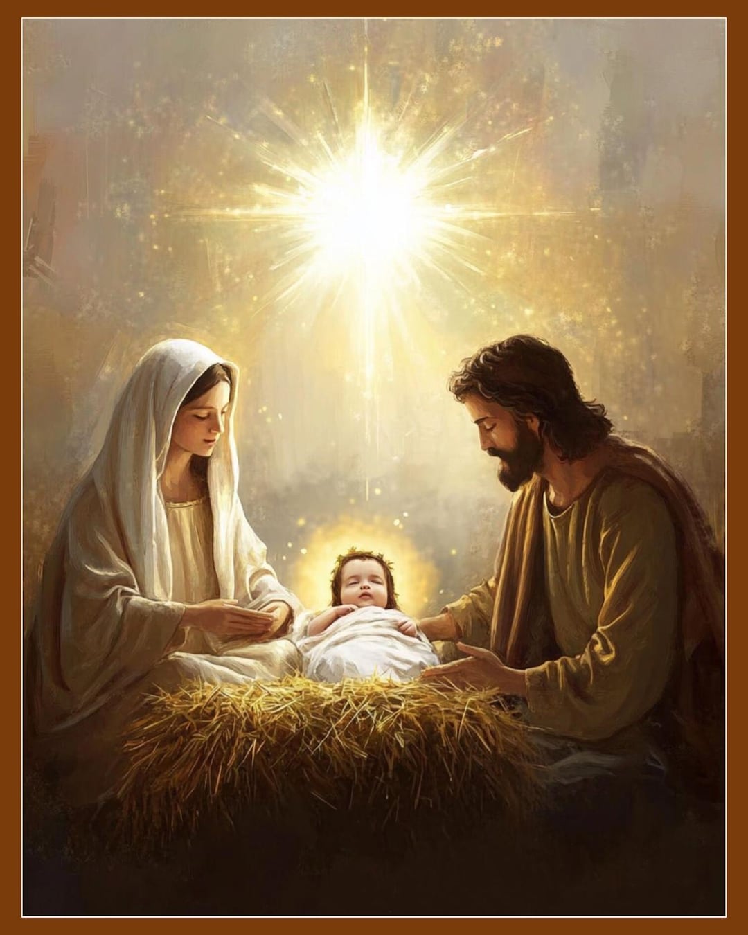 The Nativity Scene - Mary, Joseph, and Baby Jesus Wall Art, Christmas ...