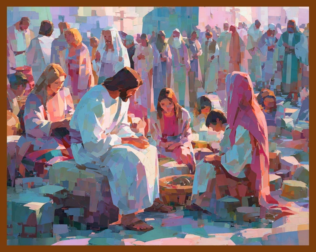 Jesus Teaching Art Print, Abstract Mosaic-style Religious Decor ...