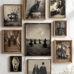 12 antika Halloween-fototryck | Samling 1: Gotiska häxor, spöken, vampyrer (digital nedladdning)