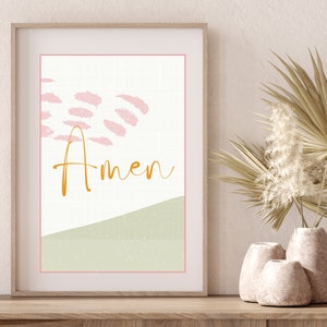 Amen Print, Pink Decor, Pink Nursery, Christian Decor, Catholic Nursery, Christian Art, Catholic Art, Prayer,