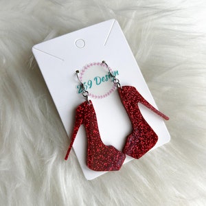 High Heel Dangles, gifts for her, high heels, shoe earrings, glitter dangles, high heel earrings, stainless steel, fashion accessories