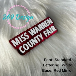 Custom Sash Magnet, STANDARD FONT, Title Magnet, Beauty Queen, Pageant Winner, Gifts for Pageant Queen,  State Pageant, County Fair