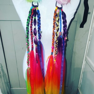 2X -Festival Rave Hair Extensions (Tie or Clip on)