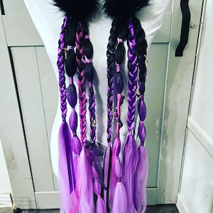 2X - Festival Braided Rave Hair Extensions (Hair Tie and Clip On available)
