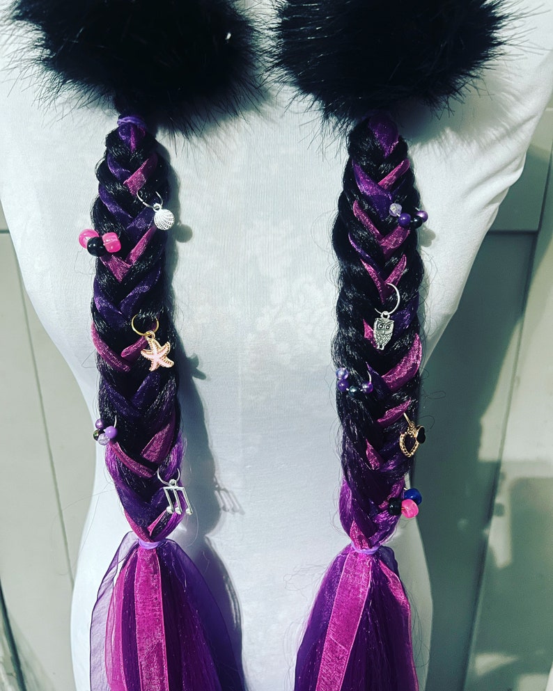 2X Braided Festival Rave Hair Extensions tie or Clip On Etsy