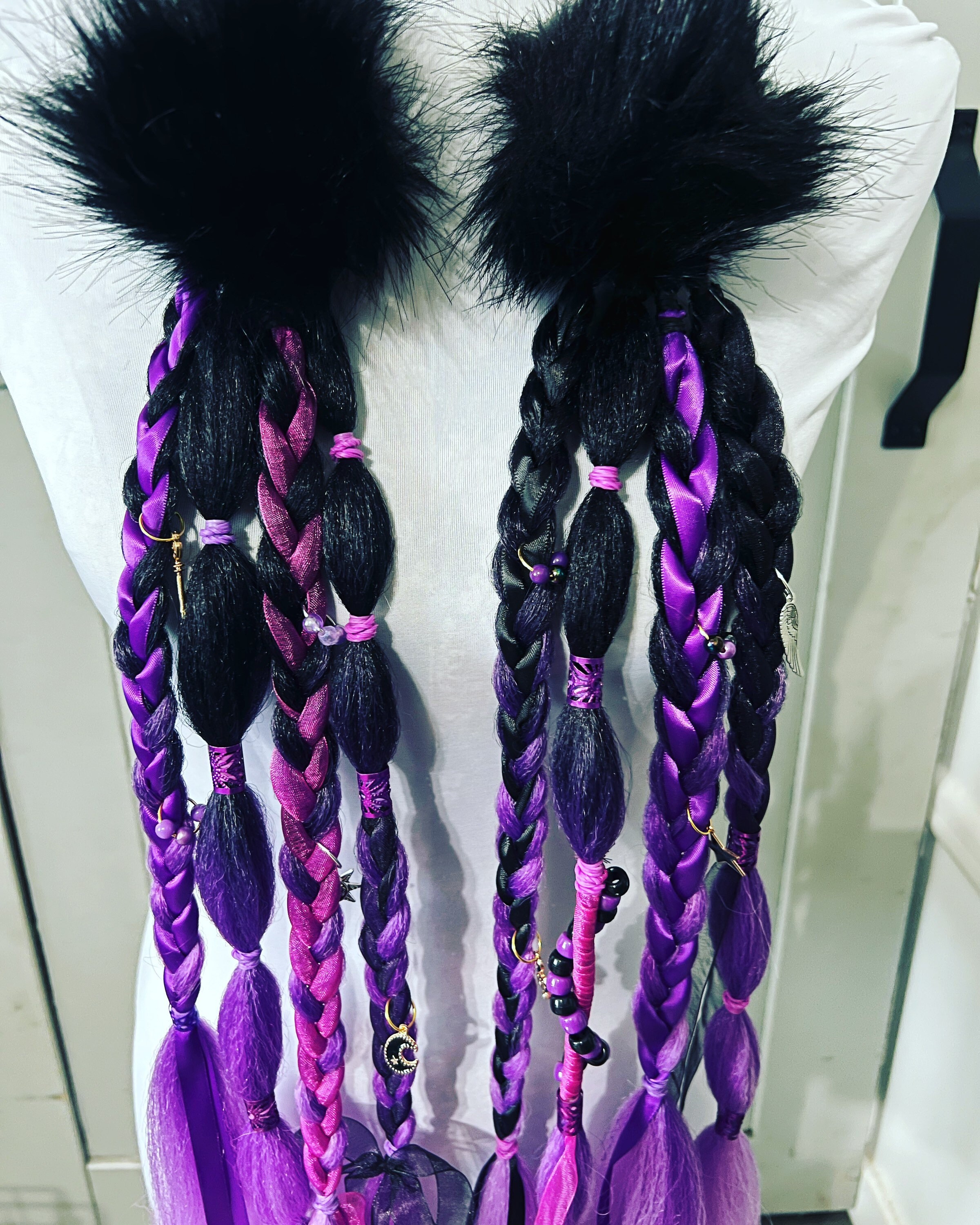 2X Festival Braided Rave Hair Extensions hair Tie and Clip Etsy