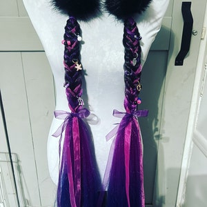 2X - Braided Festival Rave Hair Extensions (Tie or Clip On)