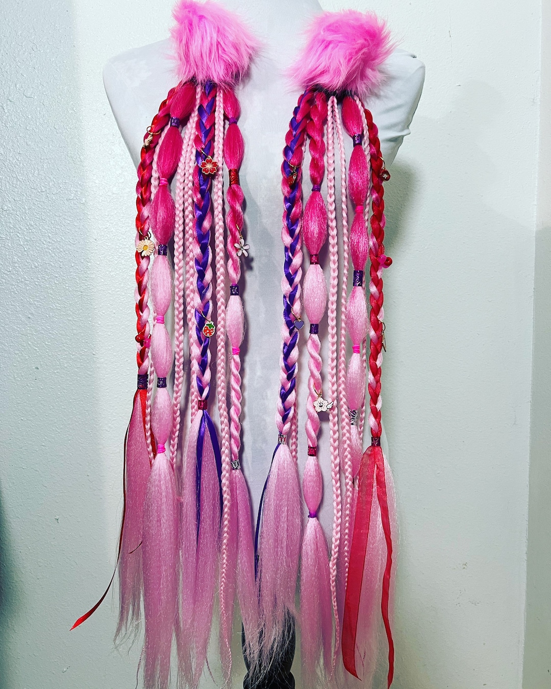 2X Braided Festival/rave Hair Extensions Etsy