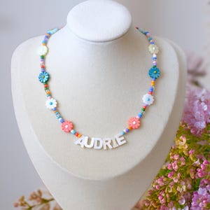 Personalized Flower Beaded Name Necklace – Custom Gift for Kids, Teens & Adults