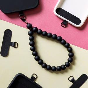 Black Phone Tether Tab, Universal Phone Connector Patch, Phone Connector Tabs, Phone Wristlet Connector, Mobile Phone Tether for Lanyards
