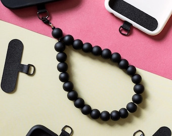 Black Phone Tether Tab, Universal Phone Connector Patch, Phone Connector Tabs, Phone Wristlet Connector, Mobile Phone Tether for Lanyards