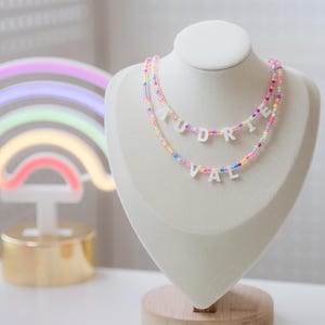 Custom Beaded Name Necklace – Handmade Jewelry for Girls – Personalized Birthday Gift