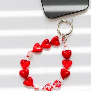 Cute Phone Charm Trendy Phone Charm Gifts for her Heart beads Gifts for teens 076