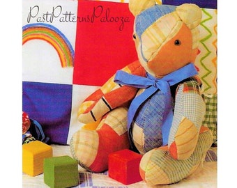 Vintage naaipatroon 15" patchwork stof Memory Bear Jointed traditionele teddy PDF Instant digitale download zachte knuffel