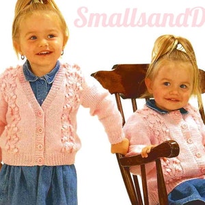 Vintage Knitting Pattern Baby Toddler Big Girl Pretty Paneled Cardigan Sweaters Jumpers PDF Instant Digital Download 9m-9yrs DK