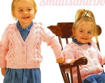 Vintage Knitting Pattern Baby Toddler Big Girl Pretty Paneled Cardigan Sweaters Jumpers PDF Instant Digital Download 9m-9yrs DK