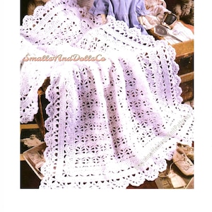 Vintage Crochet Pattern Victorian Heirloom Lace Baby Afghan Blanket PDF Instant Digital Download Pretty Shells Christening Lapghan 5 Ply