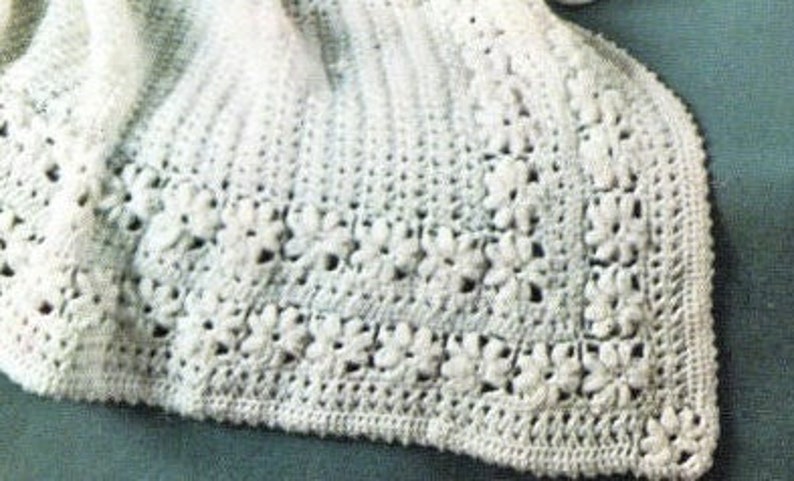 Vintage 60s Crochet Pattern Baby Crocheted Shawl Dress & Bonnet Set PDF Instant Digital Download Lacy Daisy Design Christening Baptism 0-9m image 3