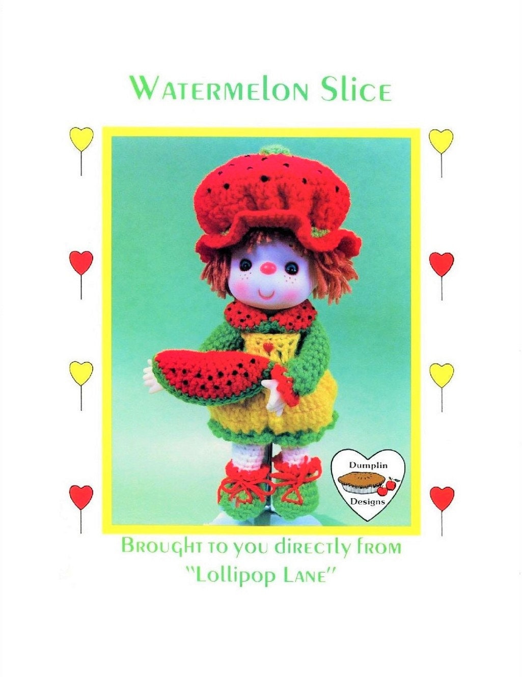 39 Crochet Watermelon Patterns to Cheer You Up 15 Vintage Crochet Pattern 14" Lollipop Lane Watermelon