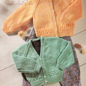 Vintage Knitting Pattern Baby to Toddler Classic Cardigan Sweaters Jumpers PDF Instant Digital Download 0 - 2 yrs DK 8 Ply