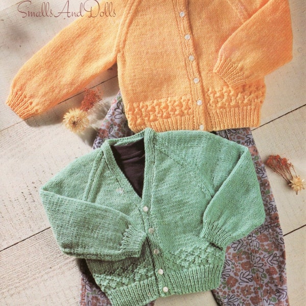 Vintage Knitting Pattern Baby to Toddler Classic Cardigan Sweaters Jumpers PDF Instant Digital Download 0 - 2 yrs DK 8 Ply