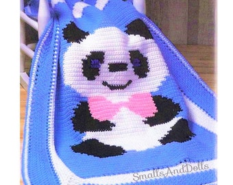 Vintage Crochet Pattern Panda Bear Baby Afghan PDF Instant Digital Download Animal Blanket Lapghan 30x41 10 Ply