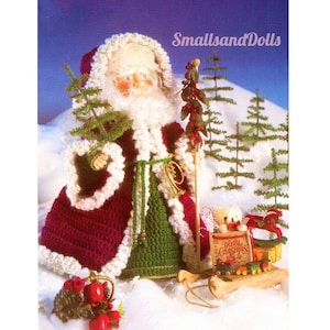 Vintage Crochet Pattern 14&quot; Old St Nick Santa Claus Doll Old World Christmas Robe Staff PDF Instant Digital Download 10 Ply