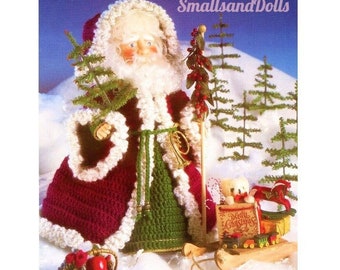 Vintage Crochet Pattern 14" Old St Nick Santa Claus Doll Old World Christmas Robe Staff PDF Instant Digital Download 10 Ply