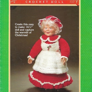 Vintage Crochet Pattern 16&quot; Mrs Santa Claus Doll  PDF Instant Digital Download Dress Bonnet Apron 10 Ply