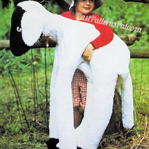 Vintage Sewing Pattern 36&quot; Giant Lamb and Donkey Stuffed Animals Fur Fabric Soft Toys PDF Instant Digital Download Sewn Jumbo Farm Dolls