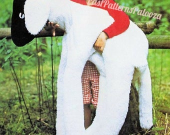 Vintage Sewing Pattern 36" Giant Lamb and Donkey Stuffed Animals Fur Fabric Soft Toys PDF Instant Digital Download Sewn Jumbo Farm Dolls