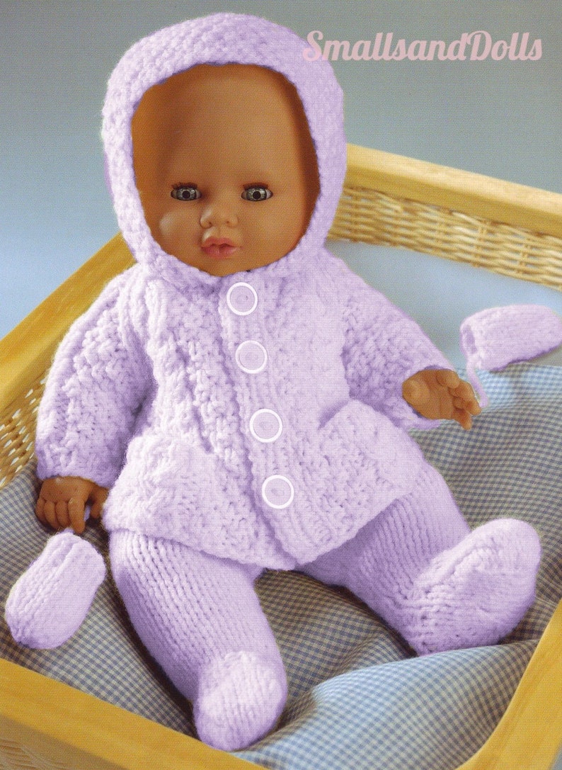 Vintage Knitting Pattern Doll Clothes Hooded Jacket Coat Etsy Canada