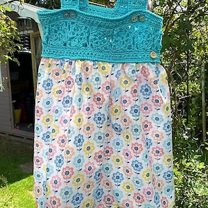 Vintage Crochet Pattern Toddler Girl Flower Blossom Top Yoke Sun Dress ...