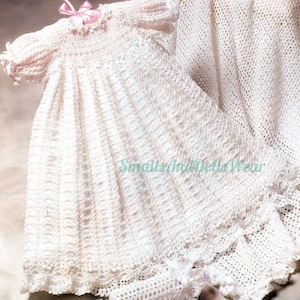 Vintage Häkelanleitungen Schönes Baby 6 Teilig Taufe Set PDF Sofortiger Digitaler Download Kleid Kleid Schühchen Mütze afghan Socken 3-6 m