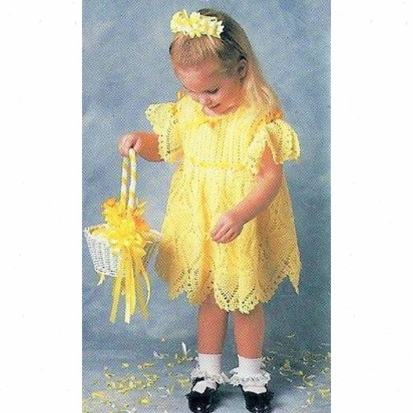 Vintage Crochet Pattern Toddler Girls Crocheted Pineapple Party Dress PDF Instant Digital Download Flower Girl Easter Dress 2T 3T 2-3 yrs