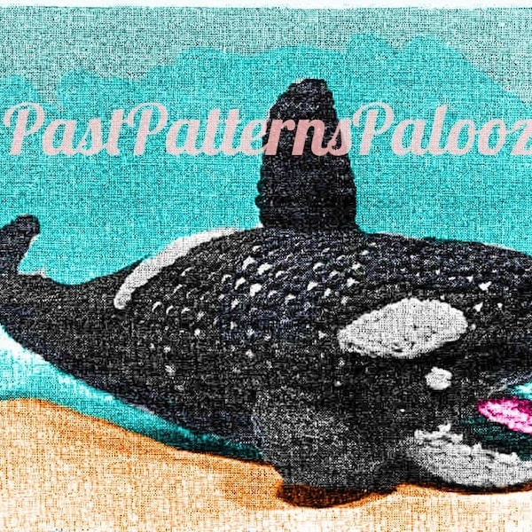 Vintage Crochet Pattern 13" Orca Whale Plush Soft Toy Doll PDF Instant Digital Download Cute Killer Whale Amigurumi 10 Ply