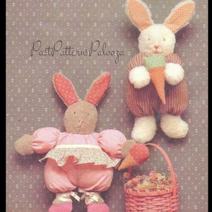 Padrão de costura vintage 13&quot; Coelhinho da Páscoa Menina Menino Bonecos de brinquedo macio PDF Download digital instantâneo