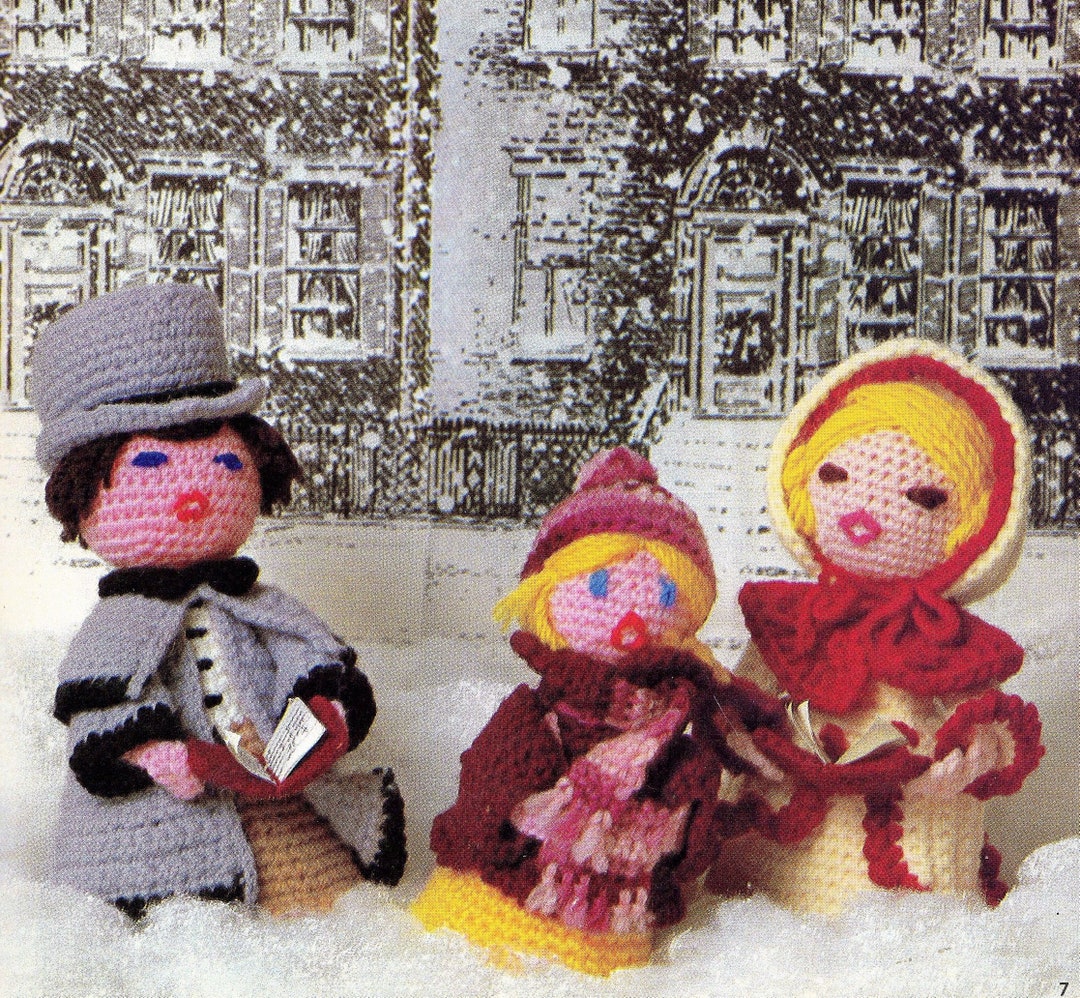 Vintage Crochet Pattern 7 Christmas Carolers Dolls PDF Instant Digital