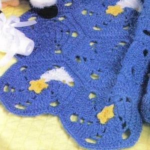 Vintage Crochet Pattern Shooting Stars Baby Afghan Granny Square Hexagons Motif Blanket PDF Instant Digital Download 5 Ply image 3