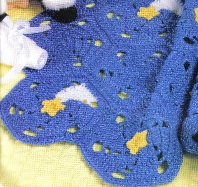 Vintage Crochet Pattern Shooting Stars Baby Afghan Granny Square Hexagons Motif Blanket PDF Instant Digital Download 5 Ply image 3