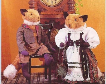 Vintage Sewing Pattern Red Fox Dolls with Clothing PDF Instant Digital Download Retro Black Forest Austrian Foxes Sewn Soft Toys 22"