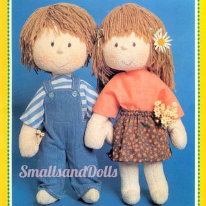 Vintage Sewing Pattern 13 Adorable Boy and Girl Soft Sculpture Toy Dolls PDF Instant Digital Download Cotton Pile Rag Dolls Yarn Hair image 3